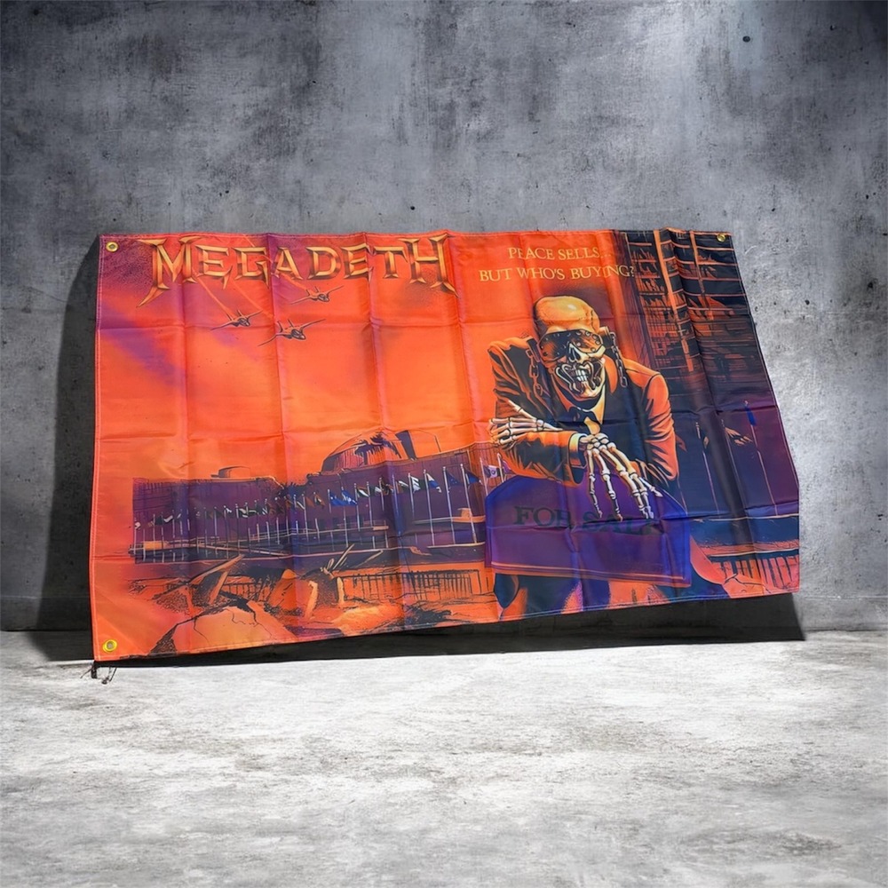 Megadeth Peace Sells But Whos Buying Band Flag Wall 3x5  Music Decor Orange